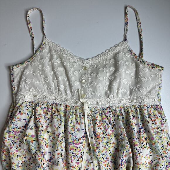 Lace Butterfly Button Floral Camisole Confetti Floral Fairycore Cottage S - Picture 4 of 10